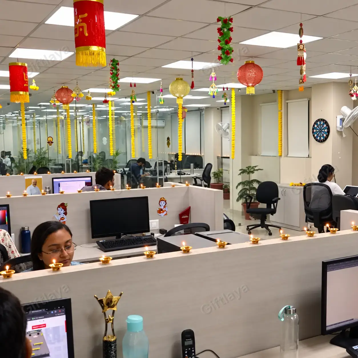 Diwali Diya & Garland Office Decor — photo 3