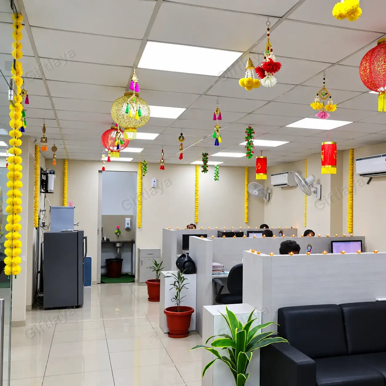 Diwali Diya & Garland Office Decor — photo 2