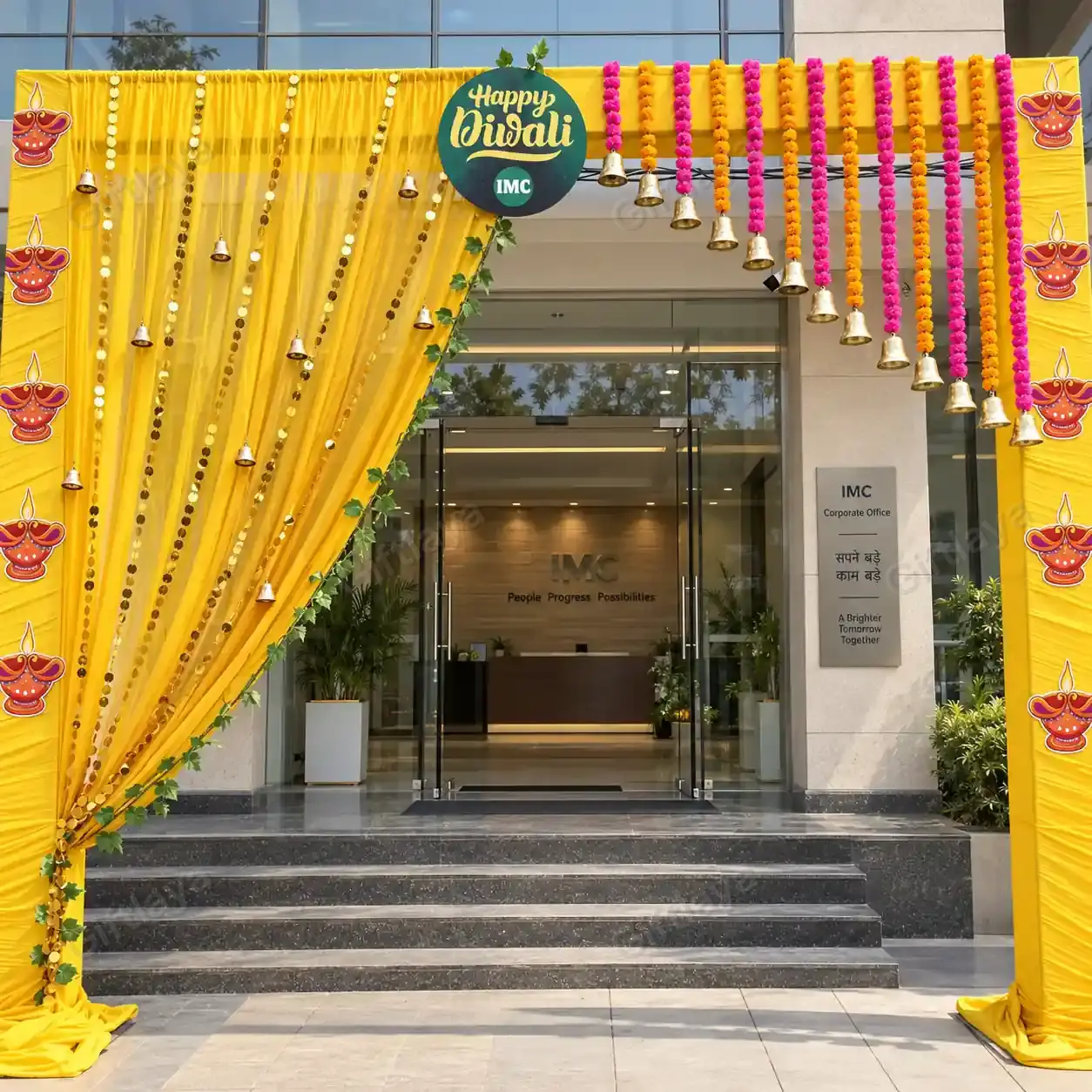 Elegant Diwali Office Entrance