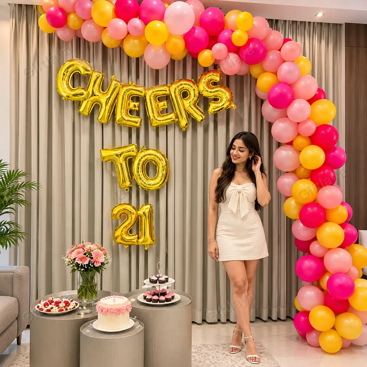 21st Balloon Arch Decoration