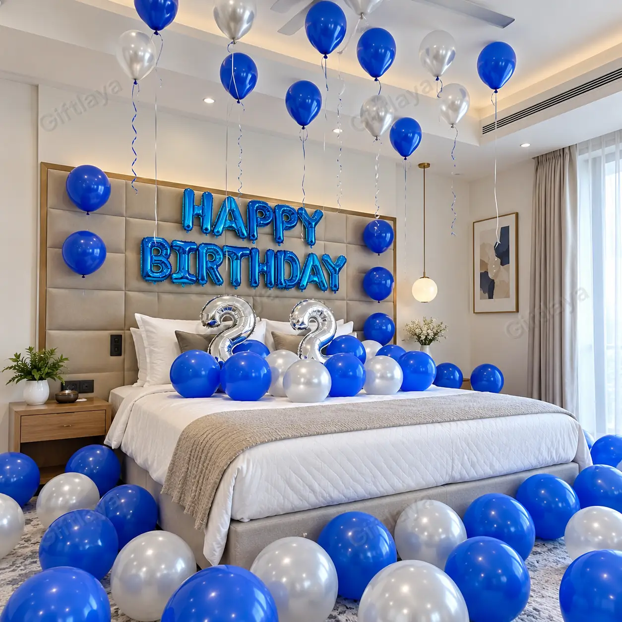 Blue Silver Birthday Decoration