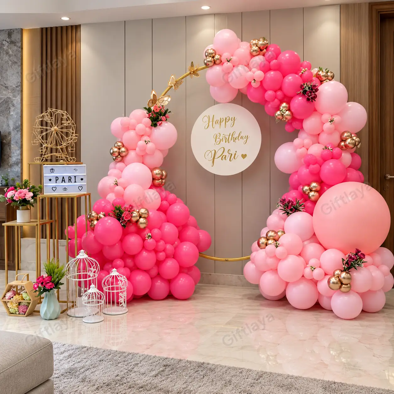 Customized Pink Theme Balloon Decoration