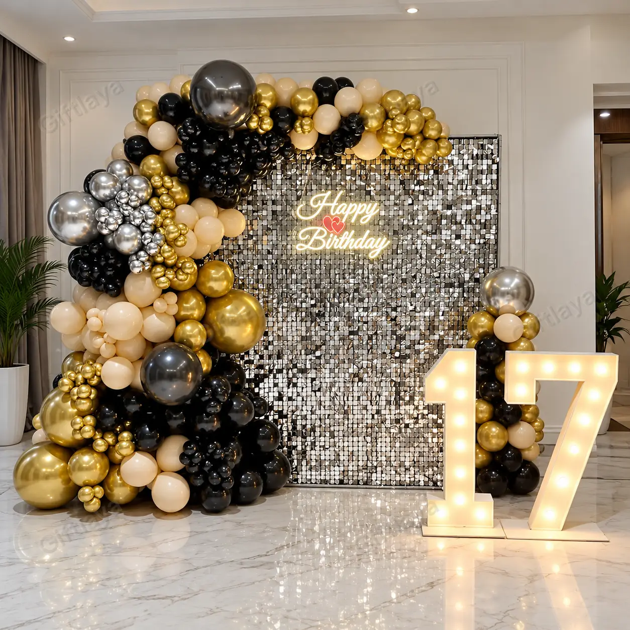 Silver Sequence Decoration for Birthday