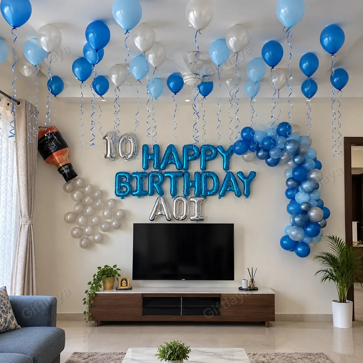 Simple Blue Balloon Decoration
