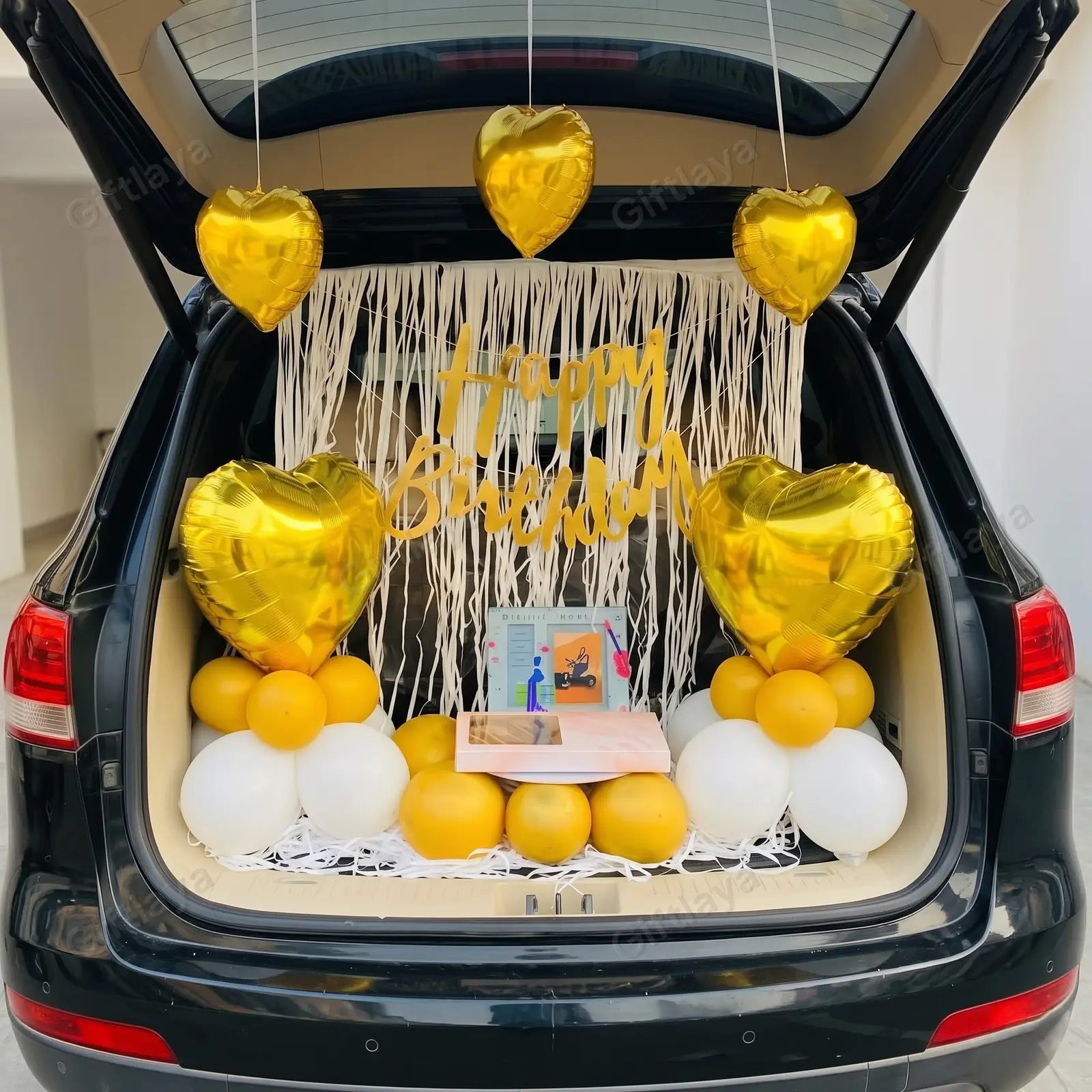 Golden Heart Car Decor