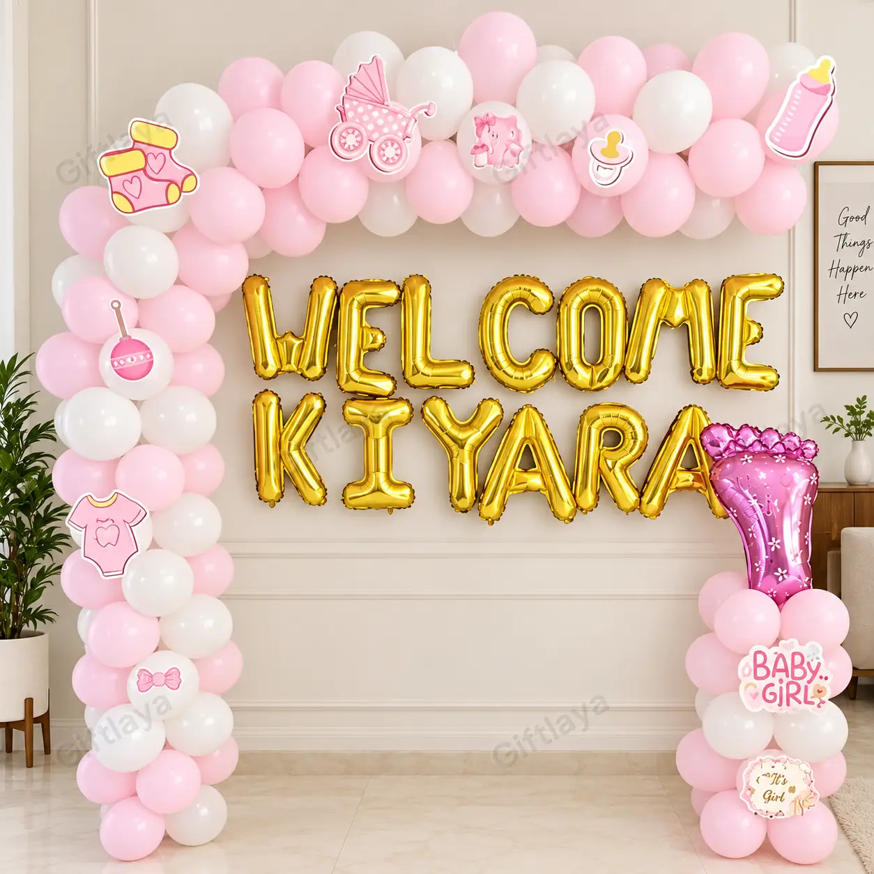 Baby Girl welcome Balloon Decoration