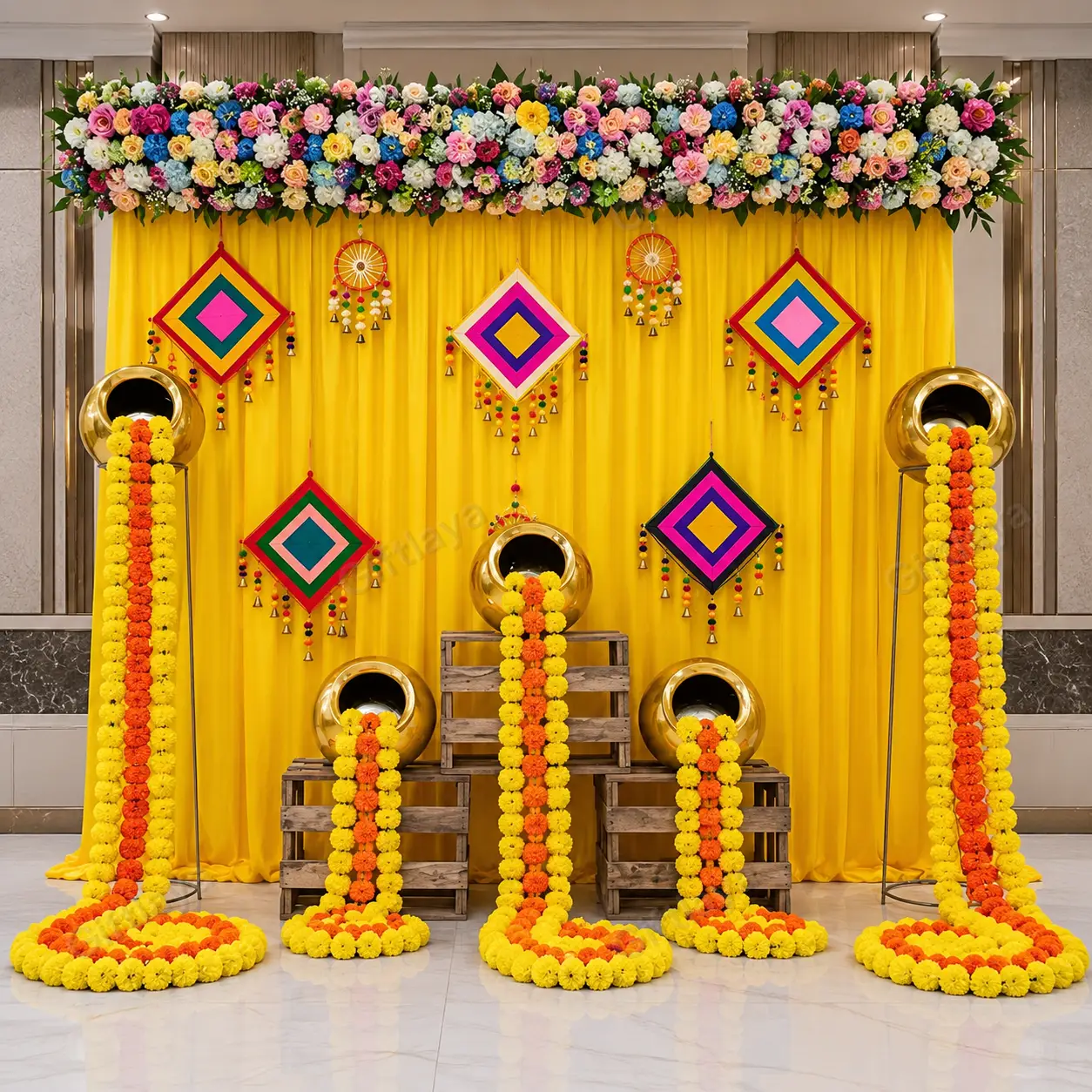 Colorful Haldi Backdrop Decoration