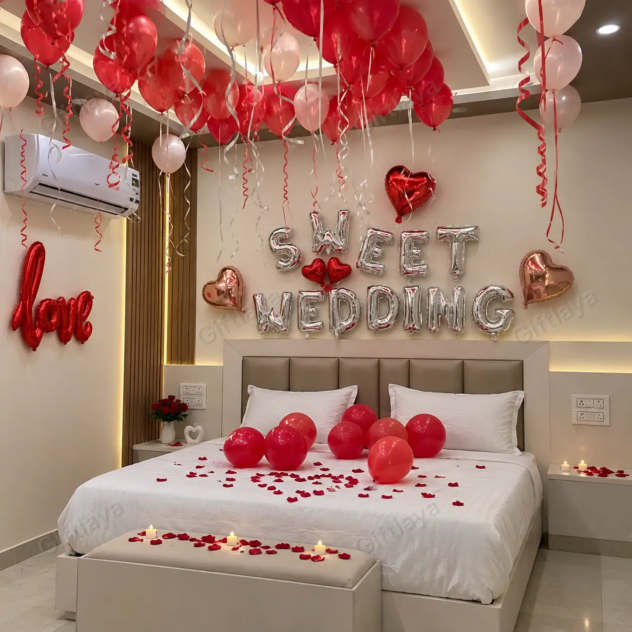 Hotel Room Decoration for Wedding First Night