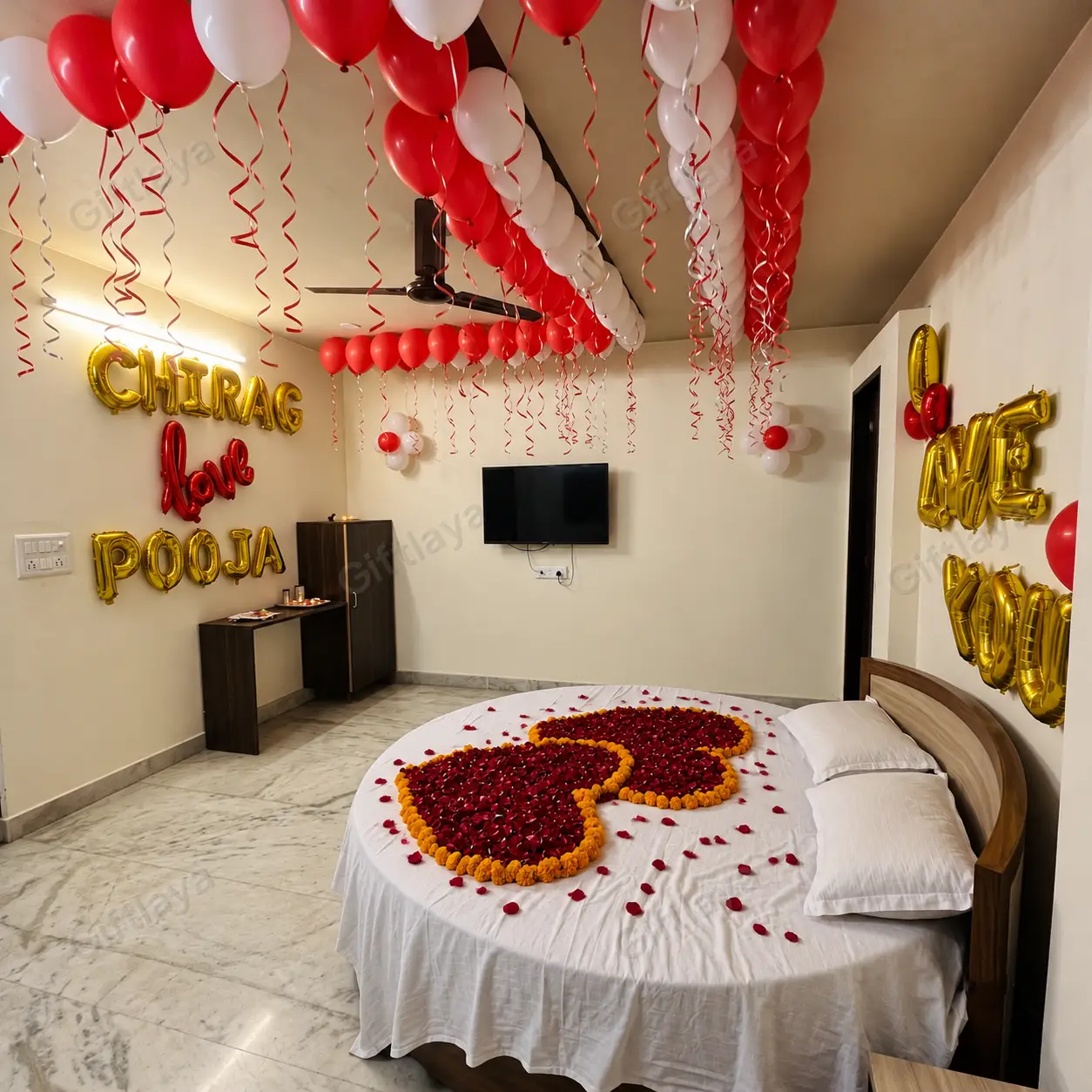 Marriage Wedding Room Decoration with Flowers — photo 2