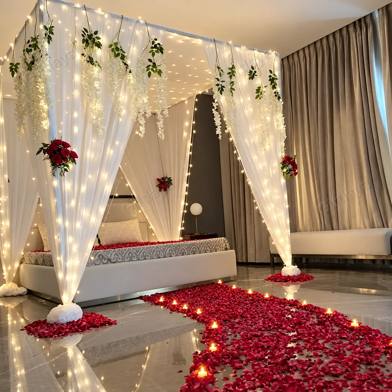 Romantic Bed Decoration for Couples