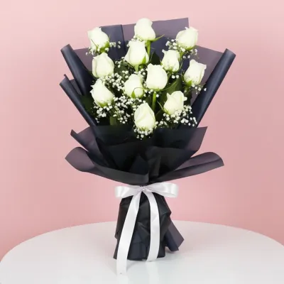 Pure Love White Roses Flower Gift