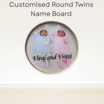 Round Name Board for Baby Twins