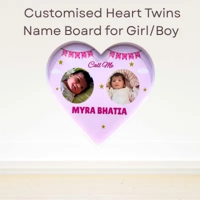Twins Heart Name Board for Baby Girl