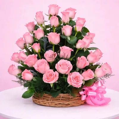Pretty Pink Rose Basket