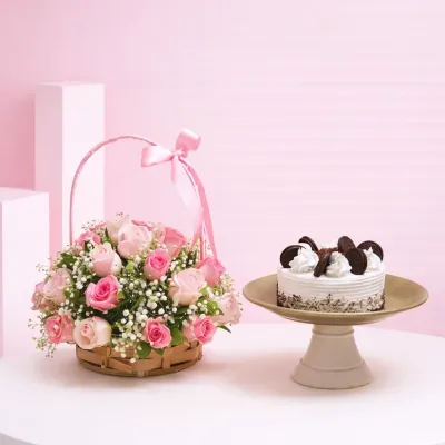 Oreo Treat with Pink Bloom Basket