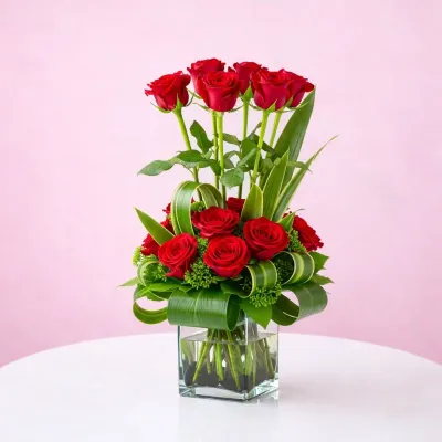 Aesthetic Red Rose Vase