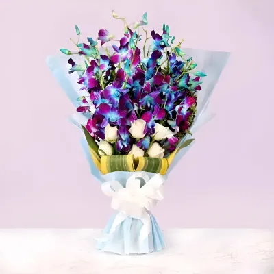 Purple Orchid Flower Bouquet 10 Pcs
