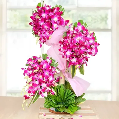 Purple Orchids with Stand