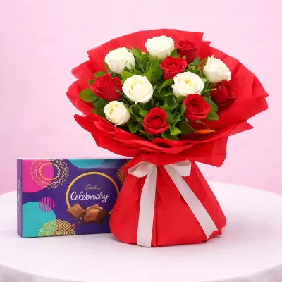 Elegant Roses with Chocolate Gift Pack