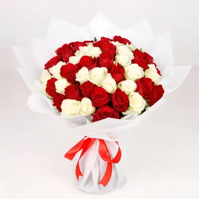 Red and White Rose Bouquet