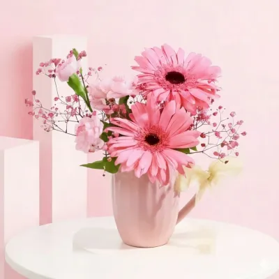 Opulent Blooms in a Ceramic Mug