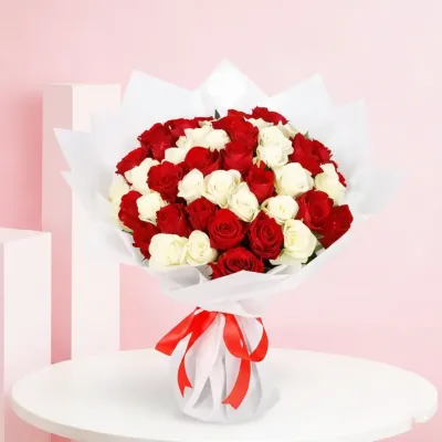 Red and White Rose Bouquet