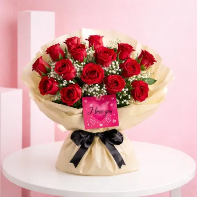 Blushing Red Rose Bundle