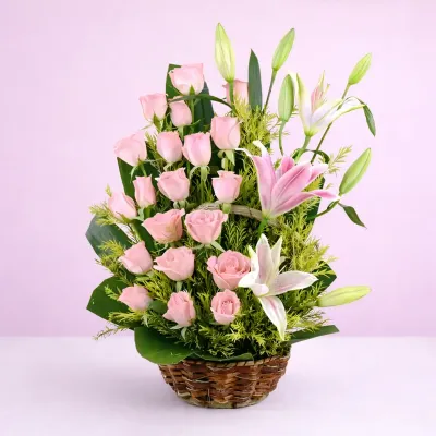 Pretty Pink Bunches in a Basket