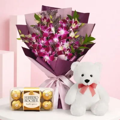 Purple Bloom with Teddy