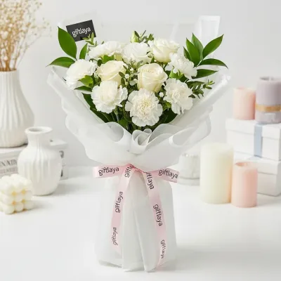 White Carnation Floral Bunch
