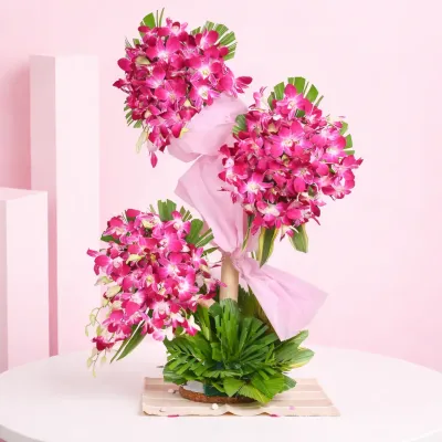 Purple Orchids with Stand