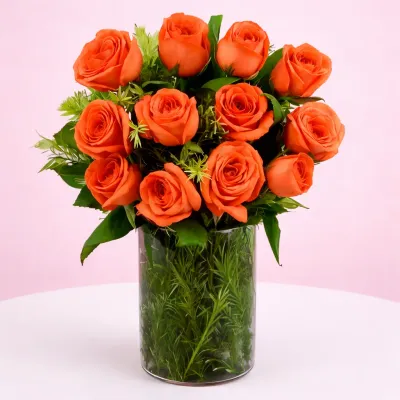 Orange Roses in a Vase