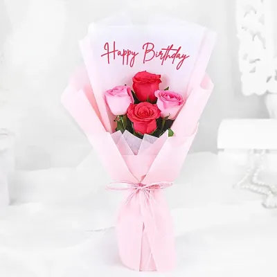 Red and pink mix rose bouquet delivery in Vadodara