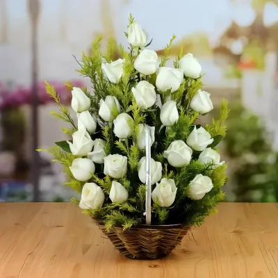 Snowhite Rose Basket