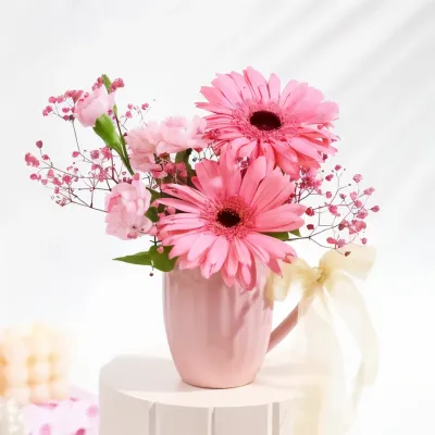 Opulent Blooms in a Ceramic Mug