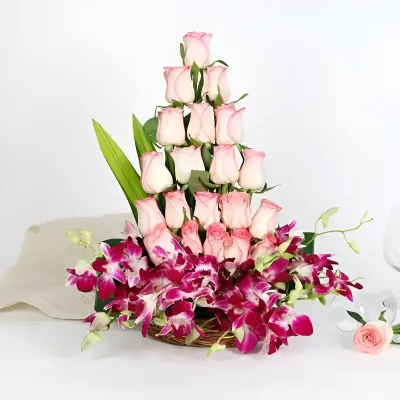 Rose and Orchids Floral Basket