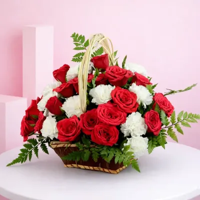 Roses Carnations Fusion Basket