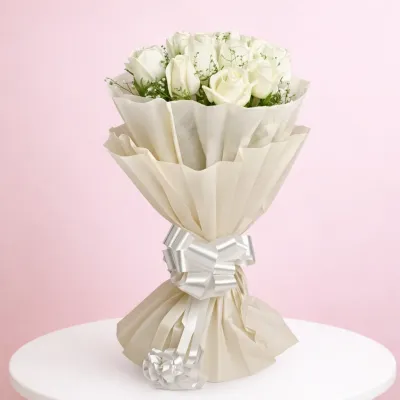 Snow White Rose Bouquet