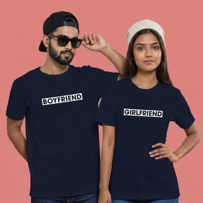 Navy Blue Boyfriend Girlfriend Couple Tees
