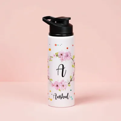 Printed Flower Design Water Bottle 
