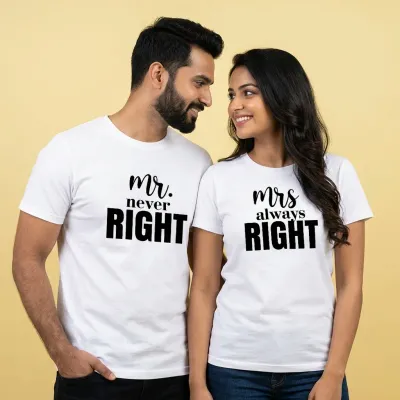 Mr. & Mrs. Right Funny Couple Tees