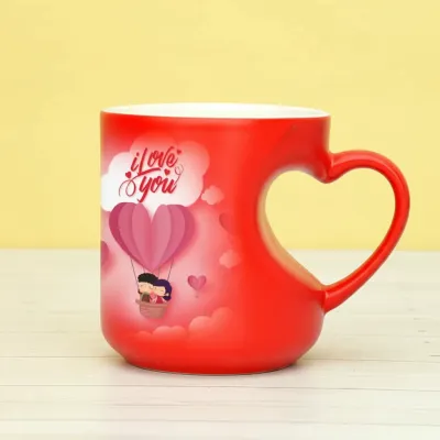 Red Heart Handle Coffee Mug