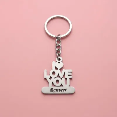 Custom Engraved I Love You Name Keychain