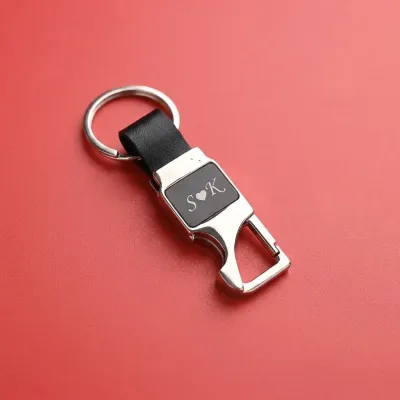 Couple Initials Keychain with Bottle Opener