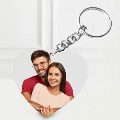 Romantic Heart Shaped Photo Keychain