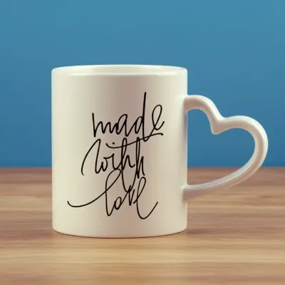 Made With Love Calligraphy Coffee Mug