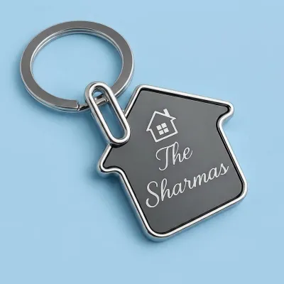 Custom Engraved House Shape Keychain