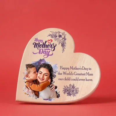 Wooden Heart Photo Frame for Mother's Day