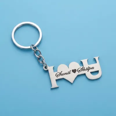 Custom I Love You Couple Name Keychain