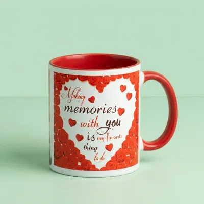 Red Heart Rose Romantic Coffee Mug